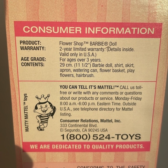 1999 Flower Shop Barbie with Watering Can & Flowers and Basket NIB - Picture 5 of 7